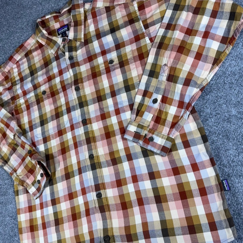 Patagonia Mens Large Organic Cotton Plaid Button Down Shirt Multi Color 53837